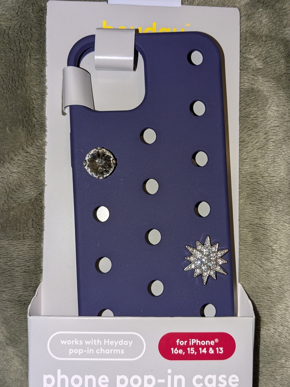 heyday Purple Phone Pop-In Case with Crystal Charms